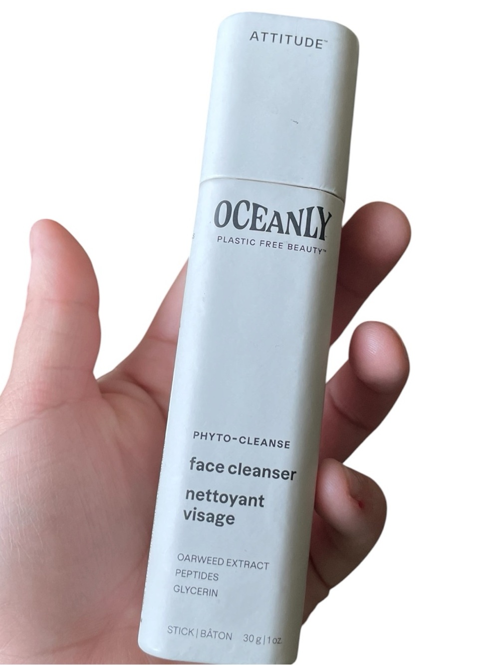 Oceanly vegan peptidePhyto-Cleanse Face Cleanser Stick in Off-White by Attitudee